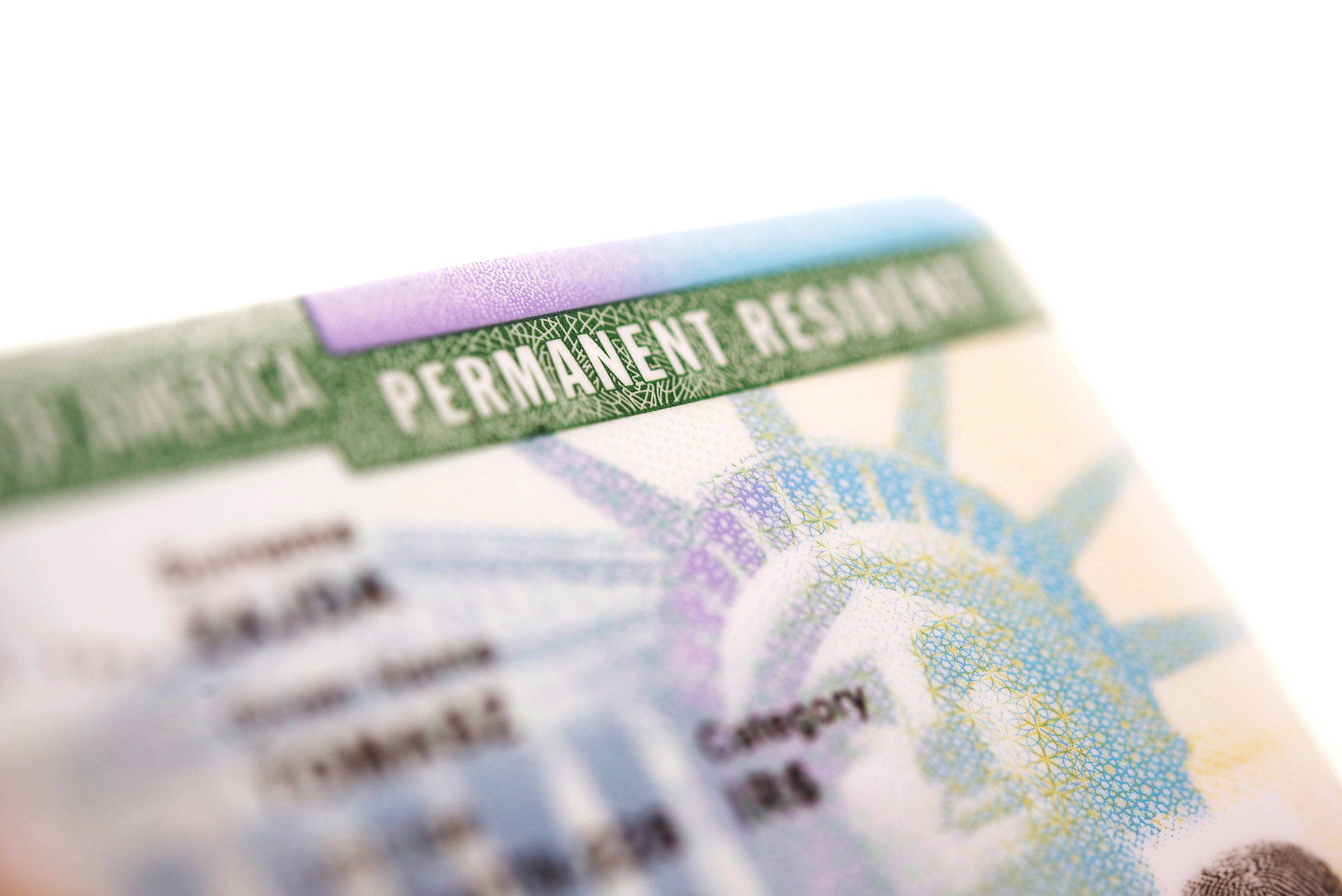 Closeup of a permanent resident visa